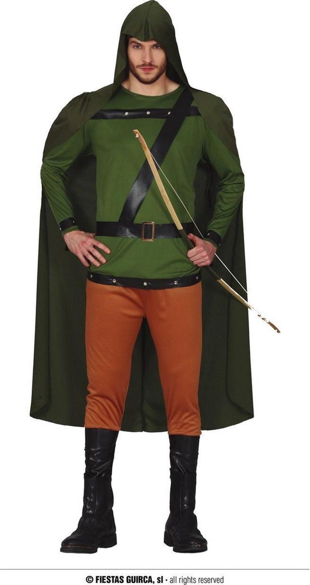 Robin Hood Kostuum | Altijd In De Roos Boogschieter | Man | Maat 52-54 | Carnaval kostuum | Verkleedkleding